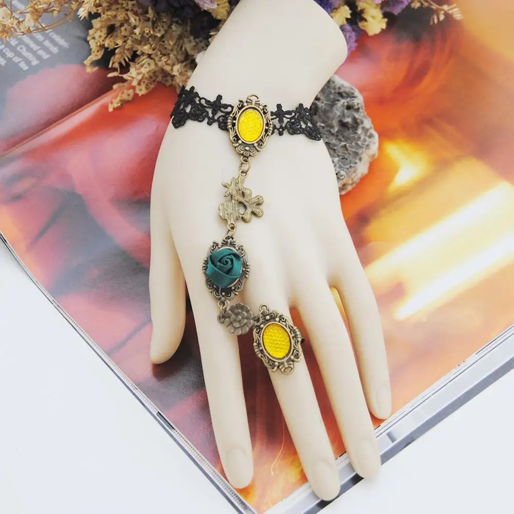 

Vintage Lace Flower Bracelets & Bangles for Women Gothic Jewelry Handmade Women Accessories Lady Party Jewelry, Black