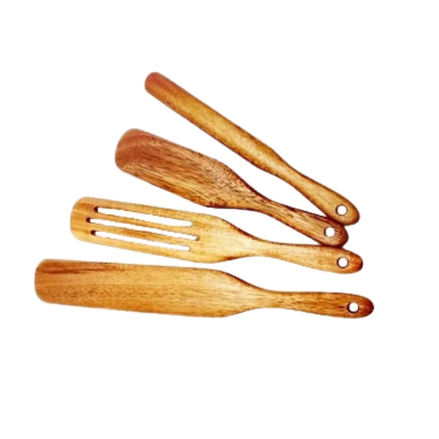 

Kitchen Accessories Spurtle Kitchen Tools Set of 4 pcs Acacia Wood Kitchen Utensils Spatula Non Stick Cookware Gadget