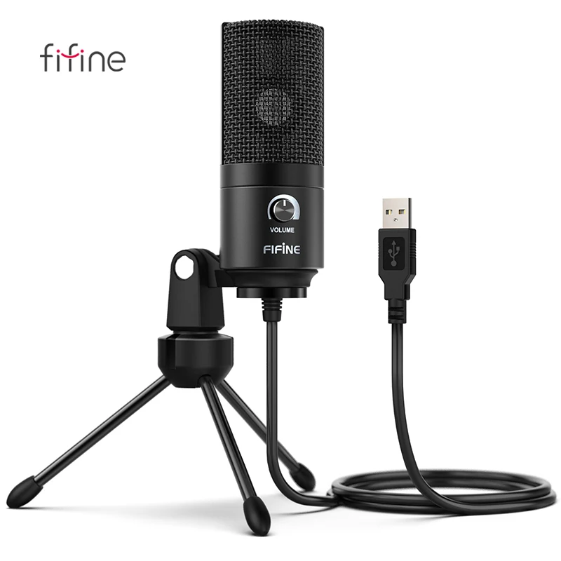 

Fifine Studio Gaming Podcast Microphone for Streaming Singing USB Professional Condenser mic for Tablet Recording Microphone, Black