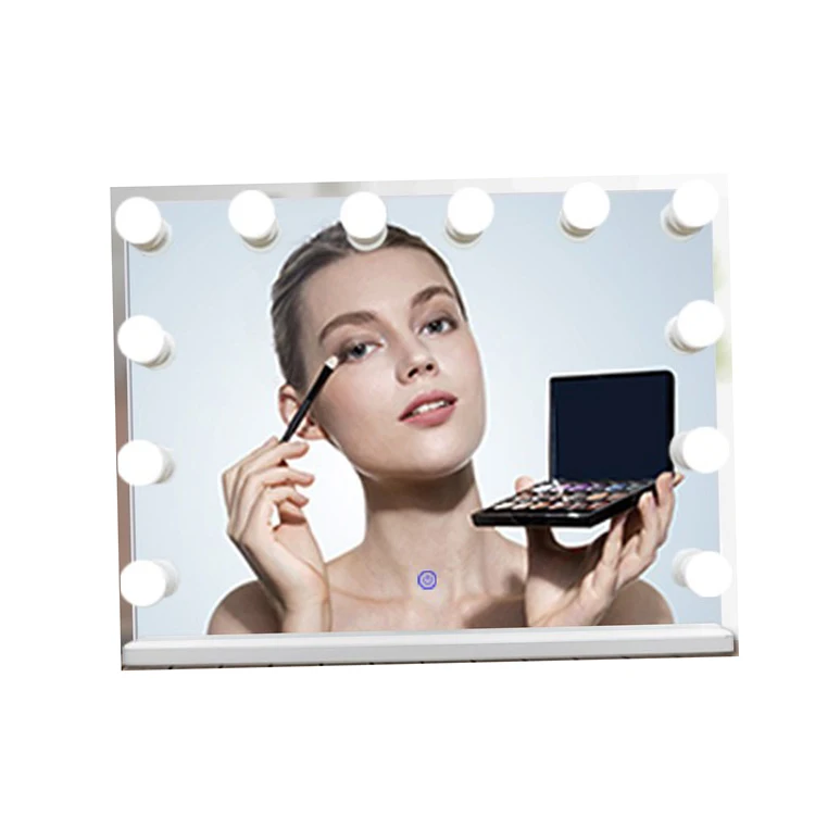 

OEM HD silver Hollywood Style Vanity Dressing Table Makeup Mirror Set with Dimmable LED Bulbs