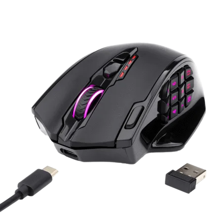 

Latest Product Dual mode MMO Impact Elite M913 16000DPI RGB Gaming Mouse Gamer, Black