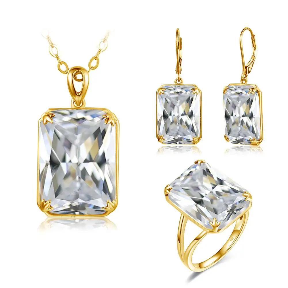 

Szjinao Sparkling Diamond Pendant Earrings Ring dropshipping jewelry wedding party 18k Gold Plated Jewelry sets