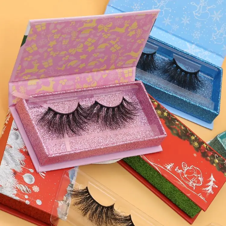 

natural black 25mm long 3d mink lashes free box mink eyelashes Big dramatic volume eyelashes strip thick false eyelash, Natural black or colorful