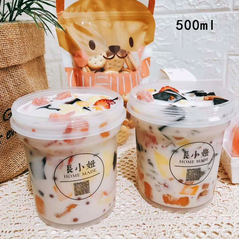 

Factory Original Beverage Shop Ice Cream  Transparent Disposable Printed Plastic Cups Milk Tea Cup With Lids, Picture