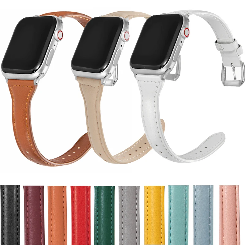 

Factory Wholesale 42mm 38mm 40mm Genuine Leather Watch Strap for Apple Watch Bands Series 6 5 4 3 2 1