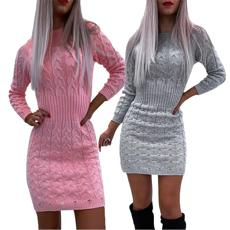 

Latest Design High Quality Wholesale Fashion Winter Women Clothing 2020 Ladies Sweater Dress Woman Casual Dress