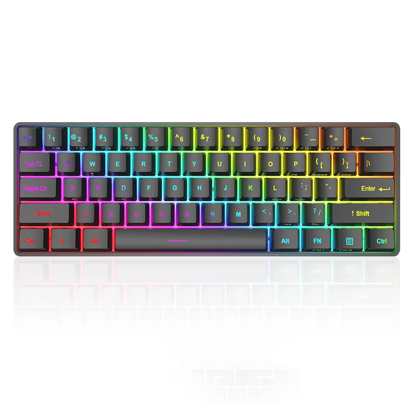 

OEM ODM Newest 60% wireless 61key suspended PBT keycaps red switch gaming mechanical keyboards