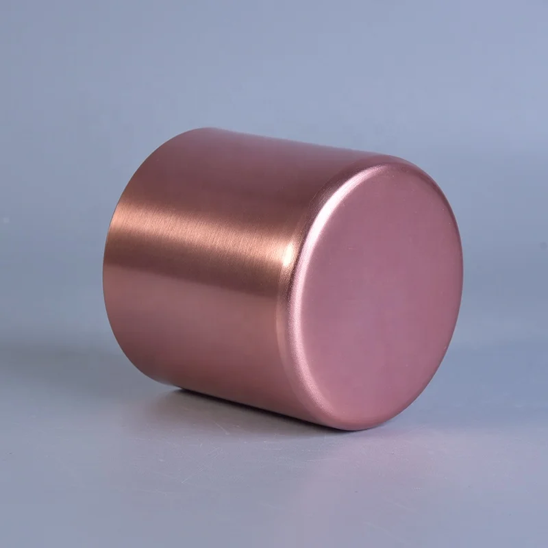 Vintage Plating Pink Metal Candle Jars Metal Container for Wedding Decoration supply