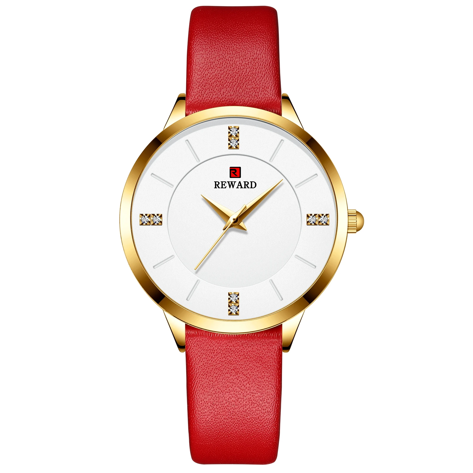 

Reward New Design Fashion Women Luxury Watch Crystal Red Leather Quartz Ladies Wrist Watch