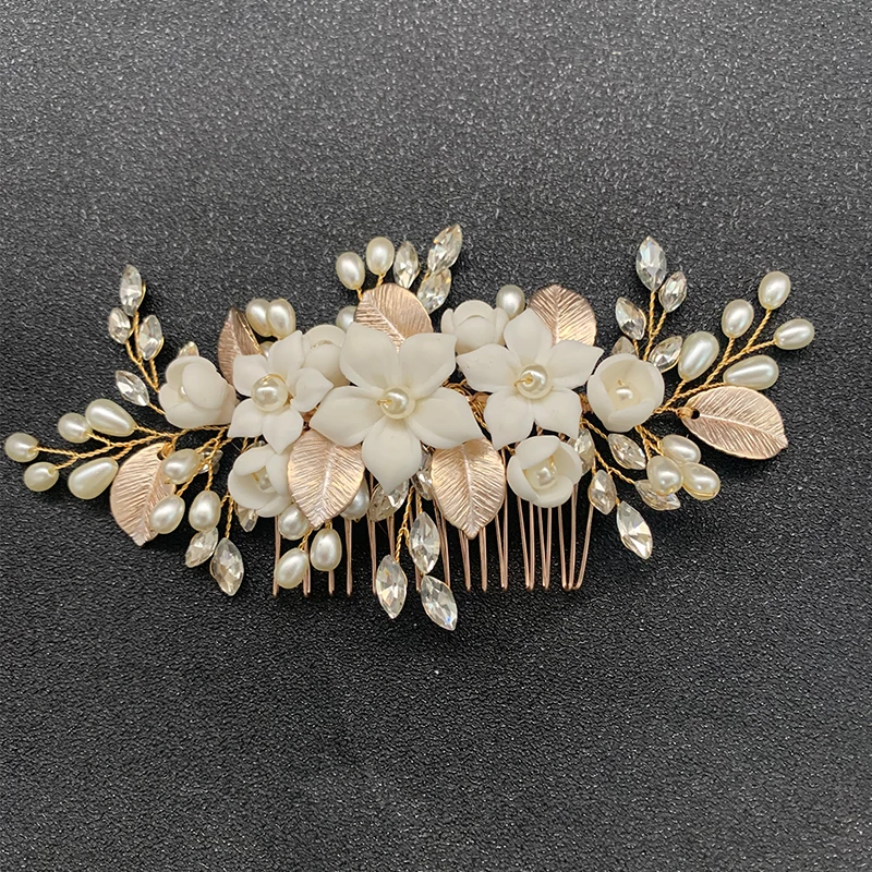 

ROMANTIC Sweet Princess Hair Accessories Clay Flowers Bridal Hair Comb For Wedding