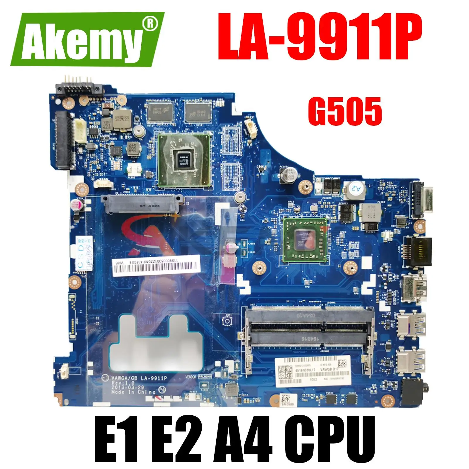 

VAWGA/GB LA-9911P motherboard.For Lenovo G405 G505 notebook motherboard With E1 E2 A4 E6 AMD CPU .DDR3 100% test work