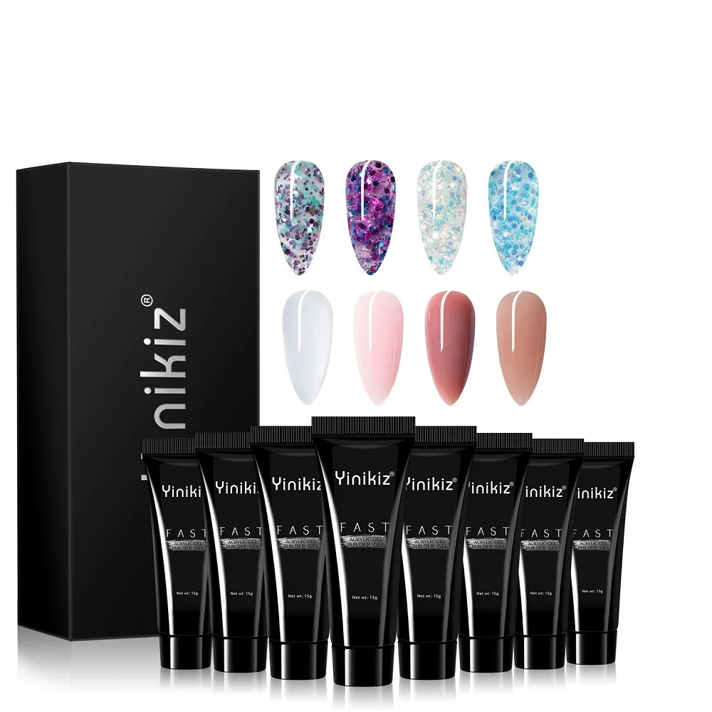 

Yinikiz Poly Extension Nail Gel Kit Color Soak Off Uv Gel Nail Polish Resin False Glue US Warehouse