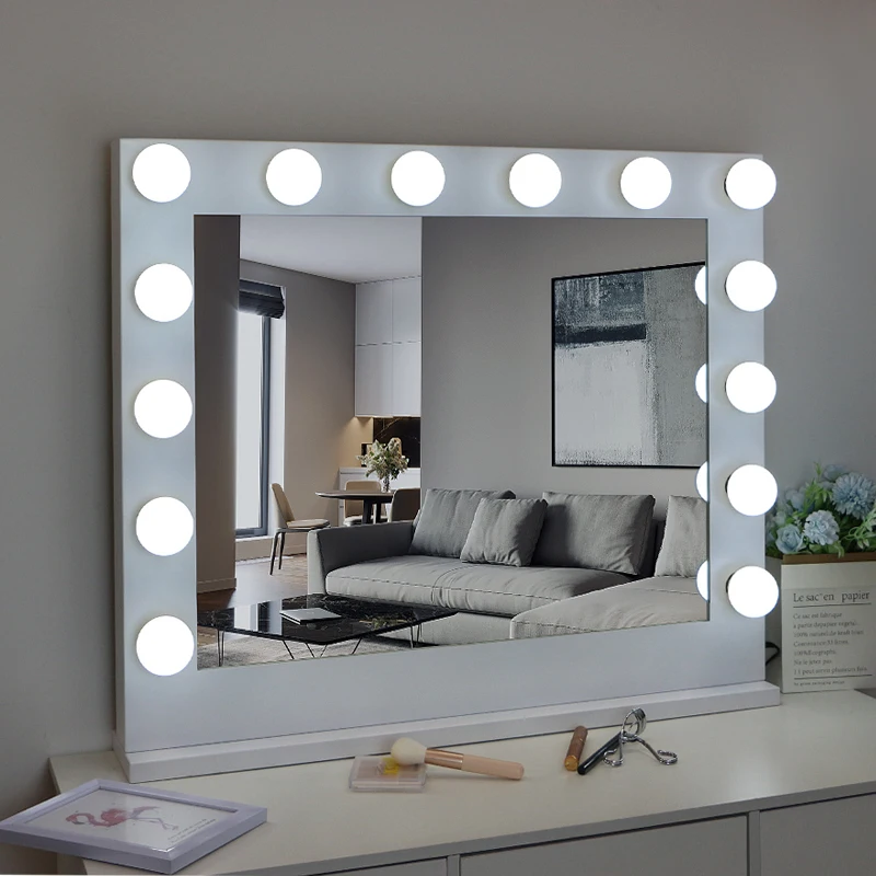 

Trending 2020 dimmable lights Hollywood vanity makeup mirror 14 bulbs LED vanity mirror, White black