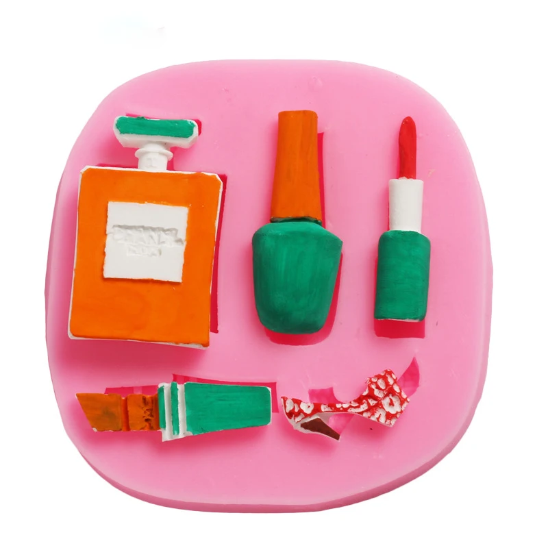 

Perfume nail polish high heel fondant cake chocolate mold silicone candy decorating 3D mold, Pink
