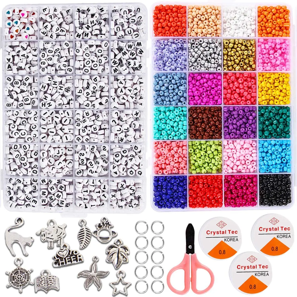 

Jewelry Making Kit Beads Craft Kit Set Glass Seed Letter Alphabet DIY Art and Craft Gift for glass seed beads kit for girl
