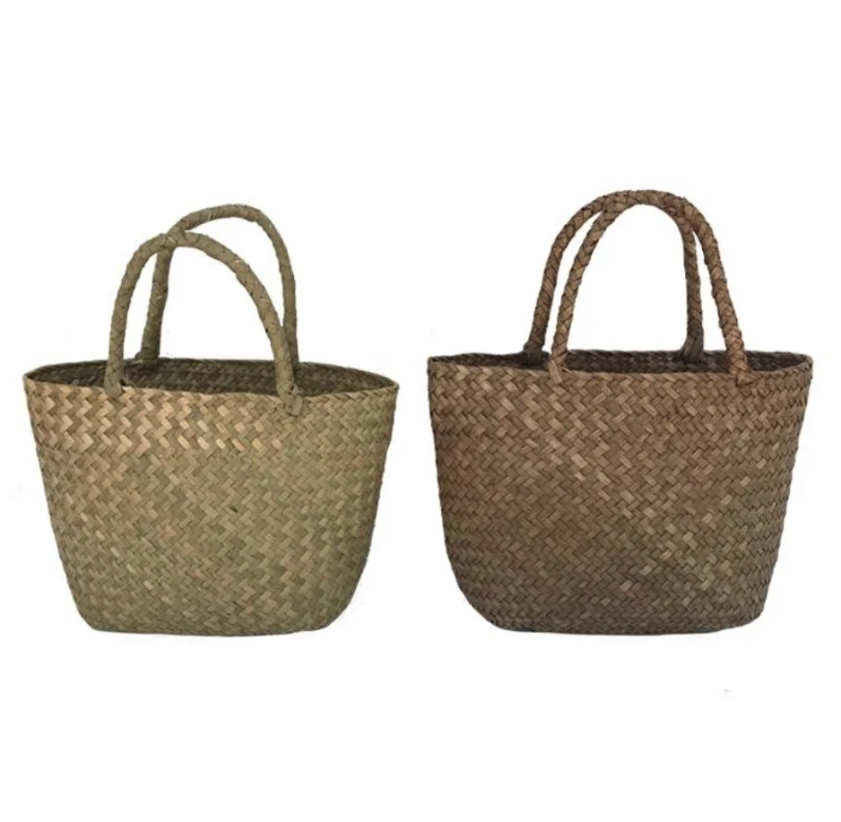 

New products flower straw sea grass handbags rattan woven baskets summer bags for women