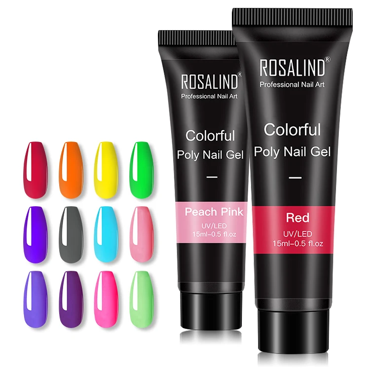 

Rosalind oem custom logo nail art 15ml acrylic poly nail gel quick extension gel long lasting colorful gel polish for wholesale