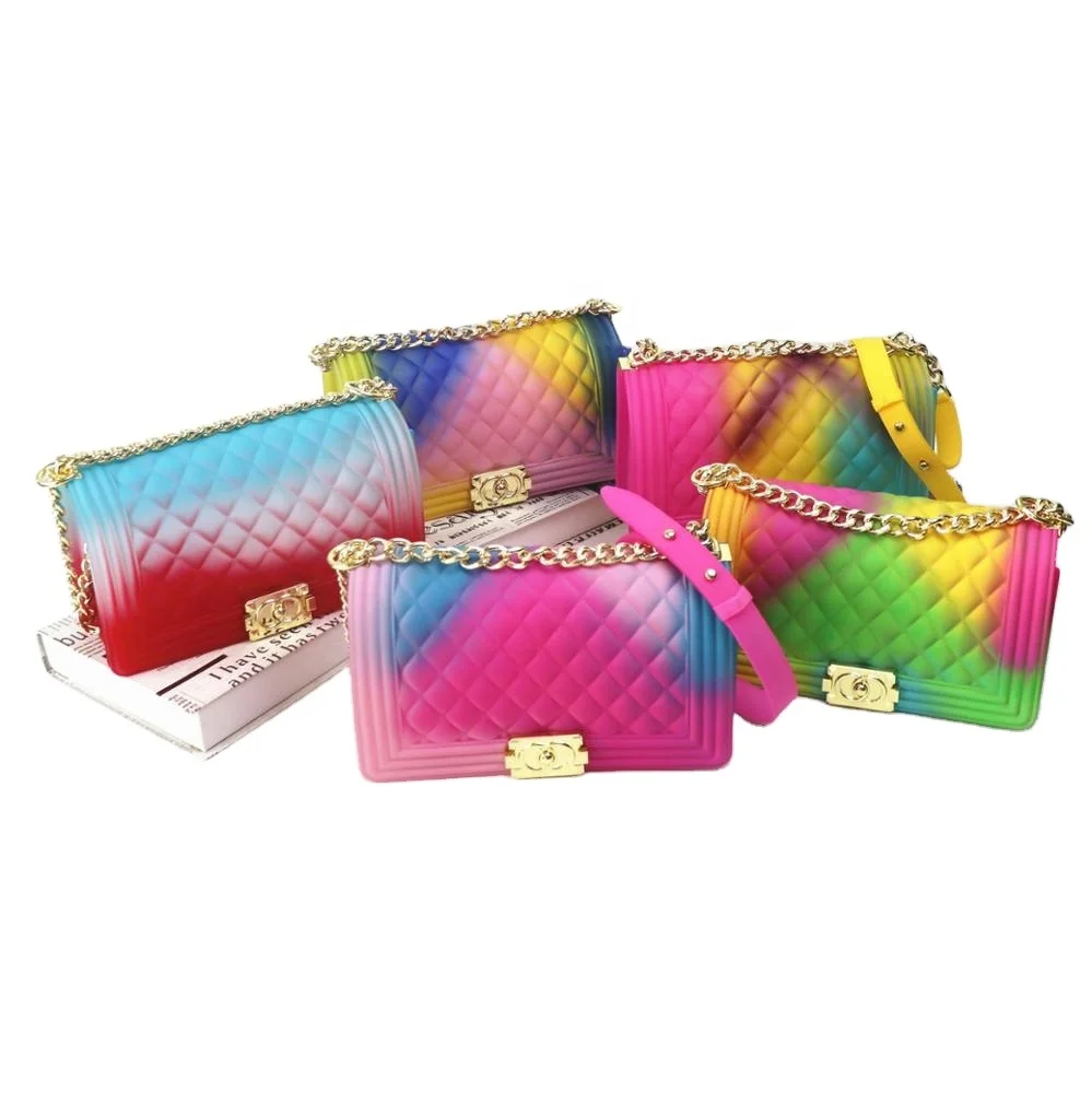 

2020 Spring New fashion designer luxury womens handbags Custom mini pvc jelly chain purse bag small ladies crossbody sling bag