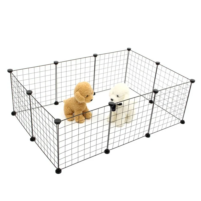 

Factory Direct Sale DIY Free Combination Iron Metal Wire Cat Pet Dog Fence Cage Play Pen Enclosure, Black, white