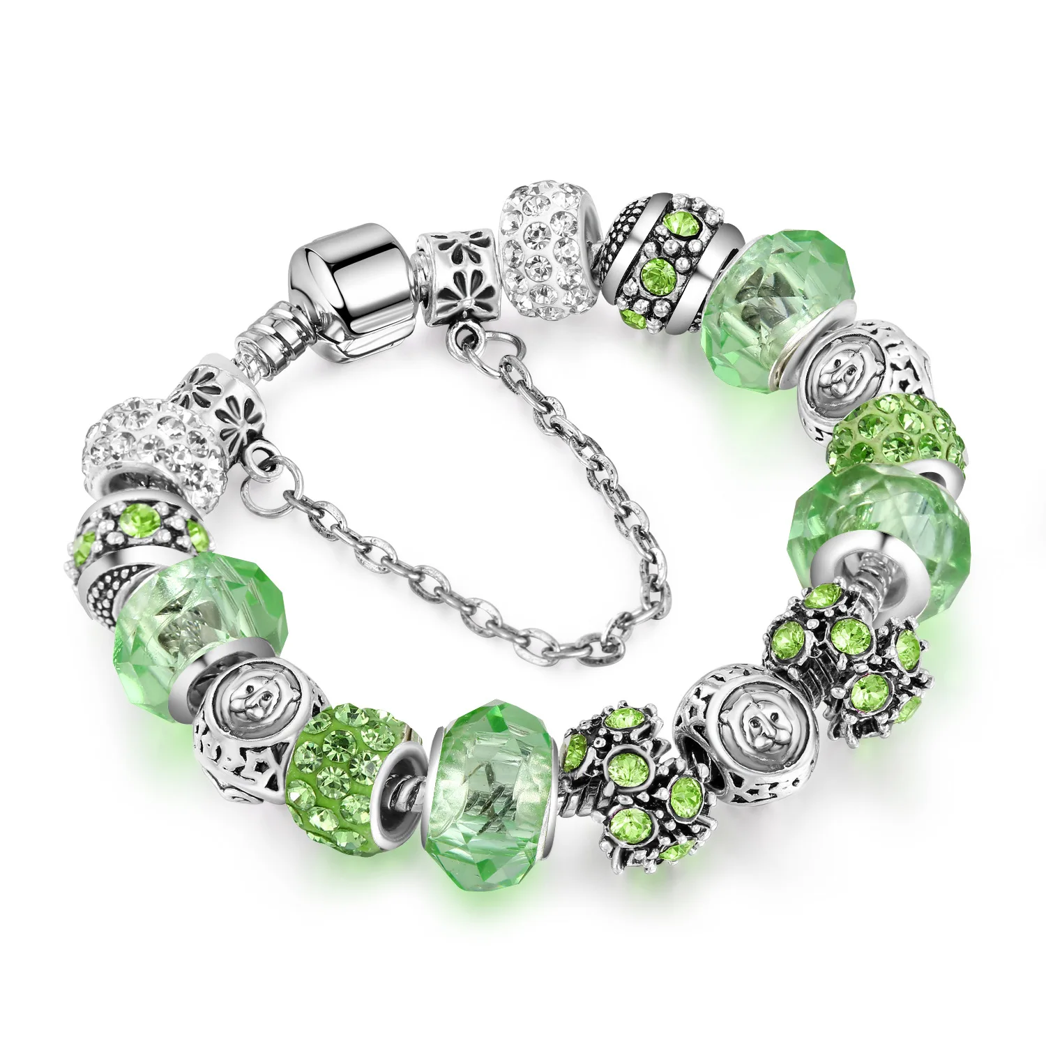 

DIY Women Jewelry Antique Silver Snake Chain Zodiac Charm Bracelet 12 Zodiac Sign Crystal Beads Charm Bracelet Pulseira