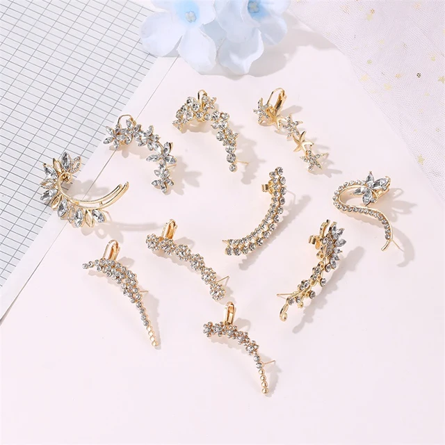 

ADELANTE Diamond Butterfly Flowers Single Crystal Ear Clip Hipster Cross-Border European And American Earrings