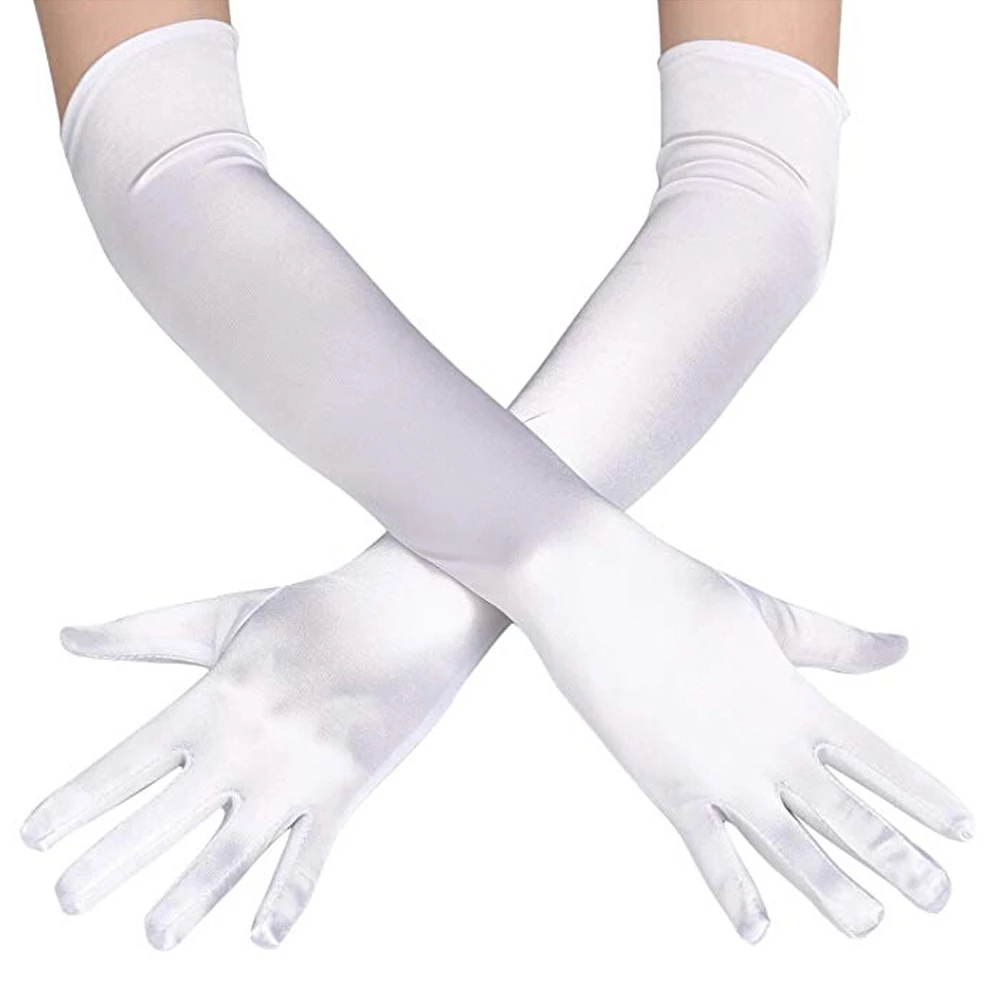 

Coldker 2022 Fashion Long Gloves Satin Opera Evening Party Prom Costume Glove Black Blue Gold Pink Party Gloves