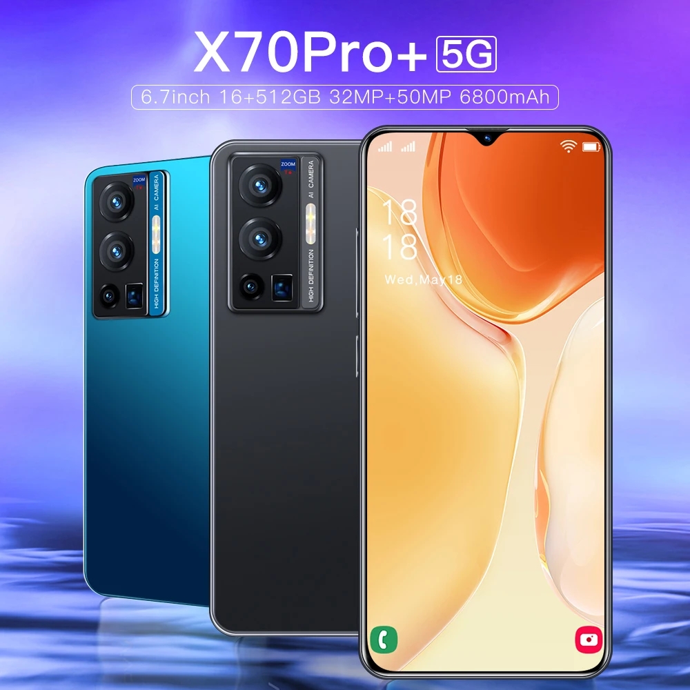 

Top Selling X70 Pro+ Global Version New Original Unlocked Smartphone 6.7Inch Large Memory Unlock Dual Card Android Mobile phone, As the pics