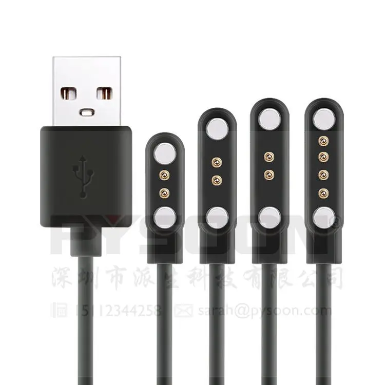 

Factory Wholesale 2pin 4pin Magnetic Smart Watch Charger Cord charge cable for smart watch charger cable, Black white