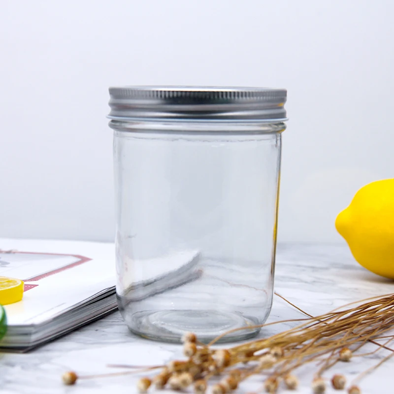 

Clear empty jam glass bottle honey jar glass storage jar with lids, Clear color