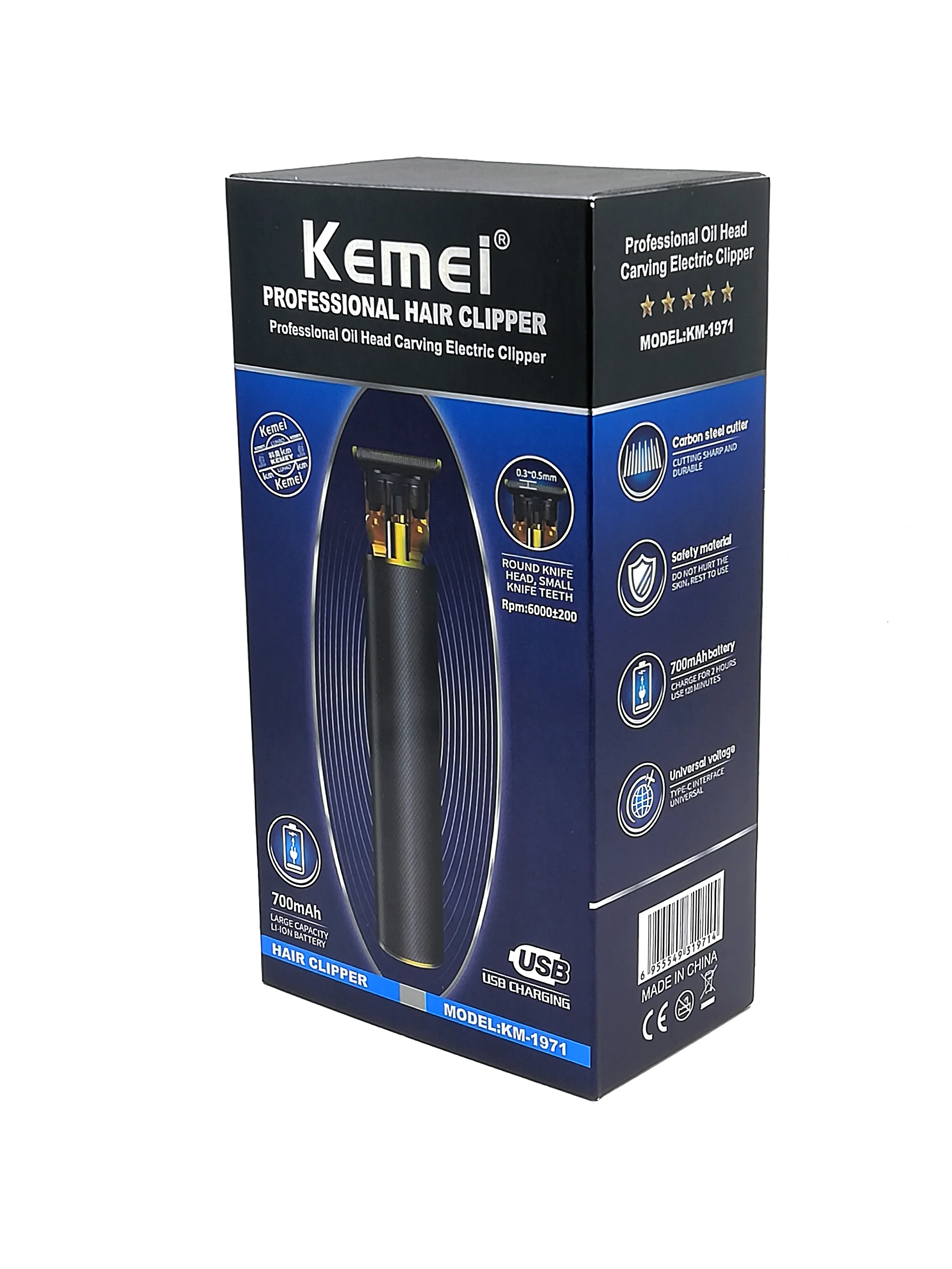 
Kemei 1971 Pro Li T-Outliner Skeleton Heavy Hitter Cordless Trimmer Men 0mm Baldheaded Hair Clipper Finish Electric Shavers 