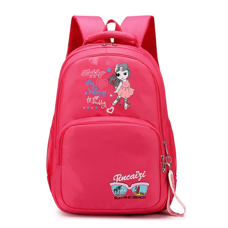 

custom red colour luxury fancy nylon girls bagpack with logo print