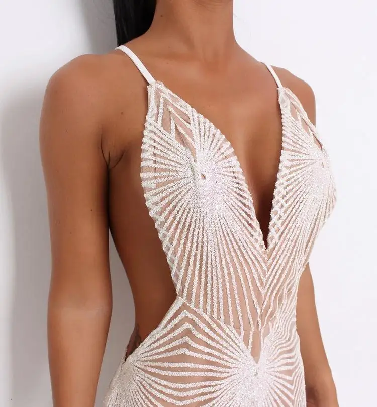 

Women V Neck Backless Bling Bling Party dresses Night Club Wear Sequin Dress Vestidos, Picture color