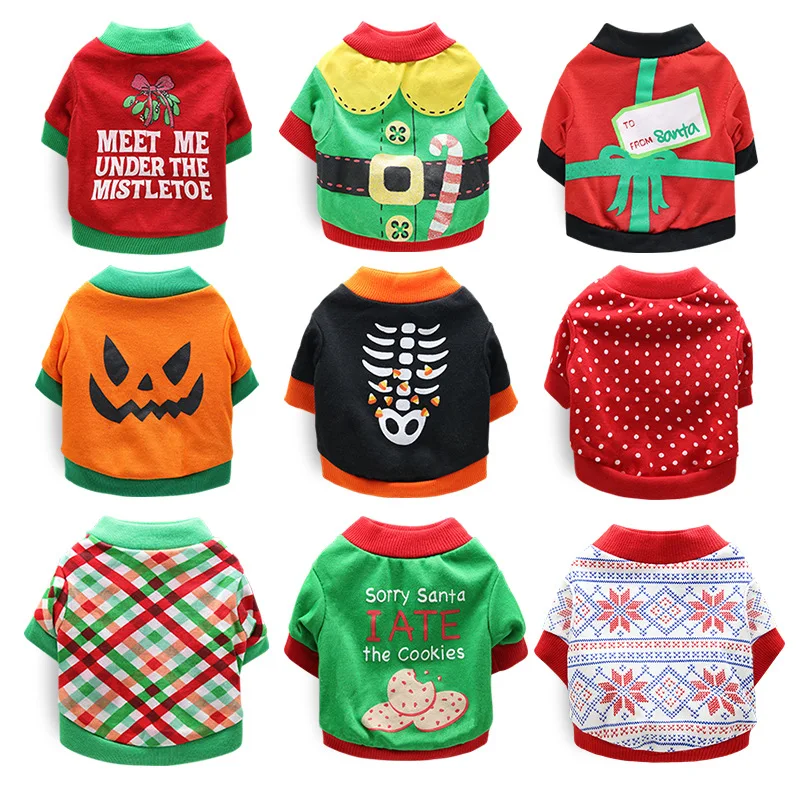 

Halloween Xmas Pet Dog Clothes Autumn/Winter Cat Puppy Costume, As picture