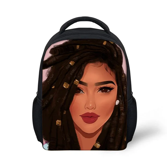 

Hot sale nice Black Art Afro Girls Children Schoolbag Kids School bag for girls Backpacks Student Bookbags, Customized