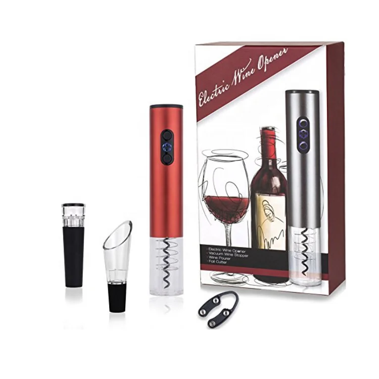 

Electric Wine Opener, Automatic Corkscrew Set Contains Foil Cutter, Vacuum Stopper And Wine Aerator Pourer