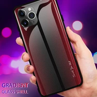 

Best Selling Phone Case For Iphone 11 Tempered Glass Case Shockproof Stripe Gradient Glass Phone Cover For Iphone XI