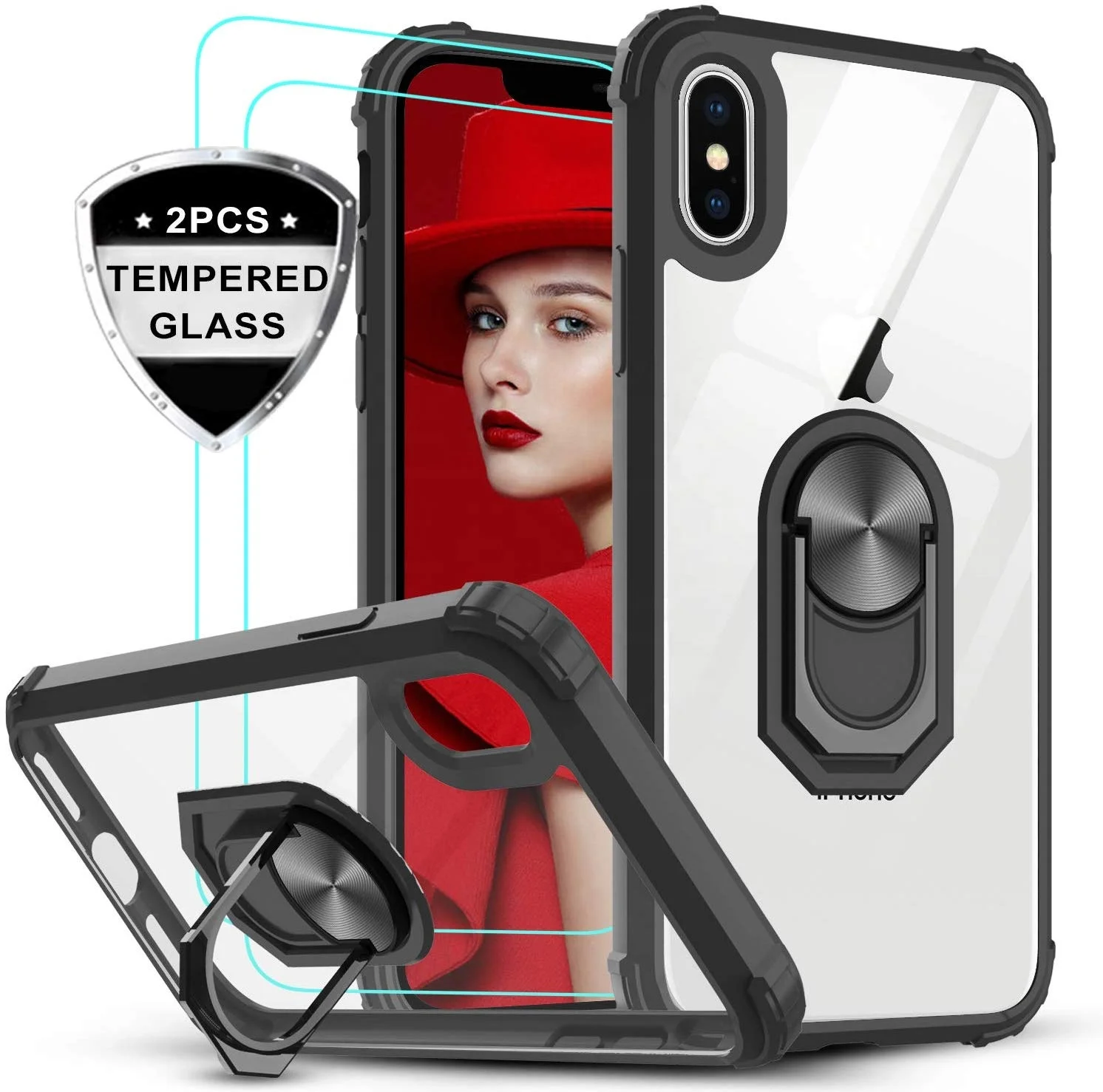 

LeYi transparent custom oem phones case for iphone xs with tempered glass[2 Pack], Colors optional