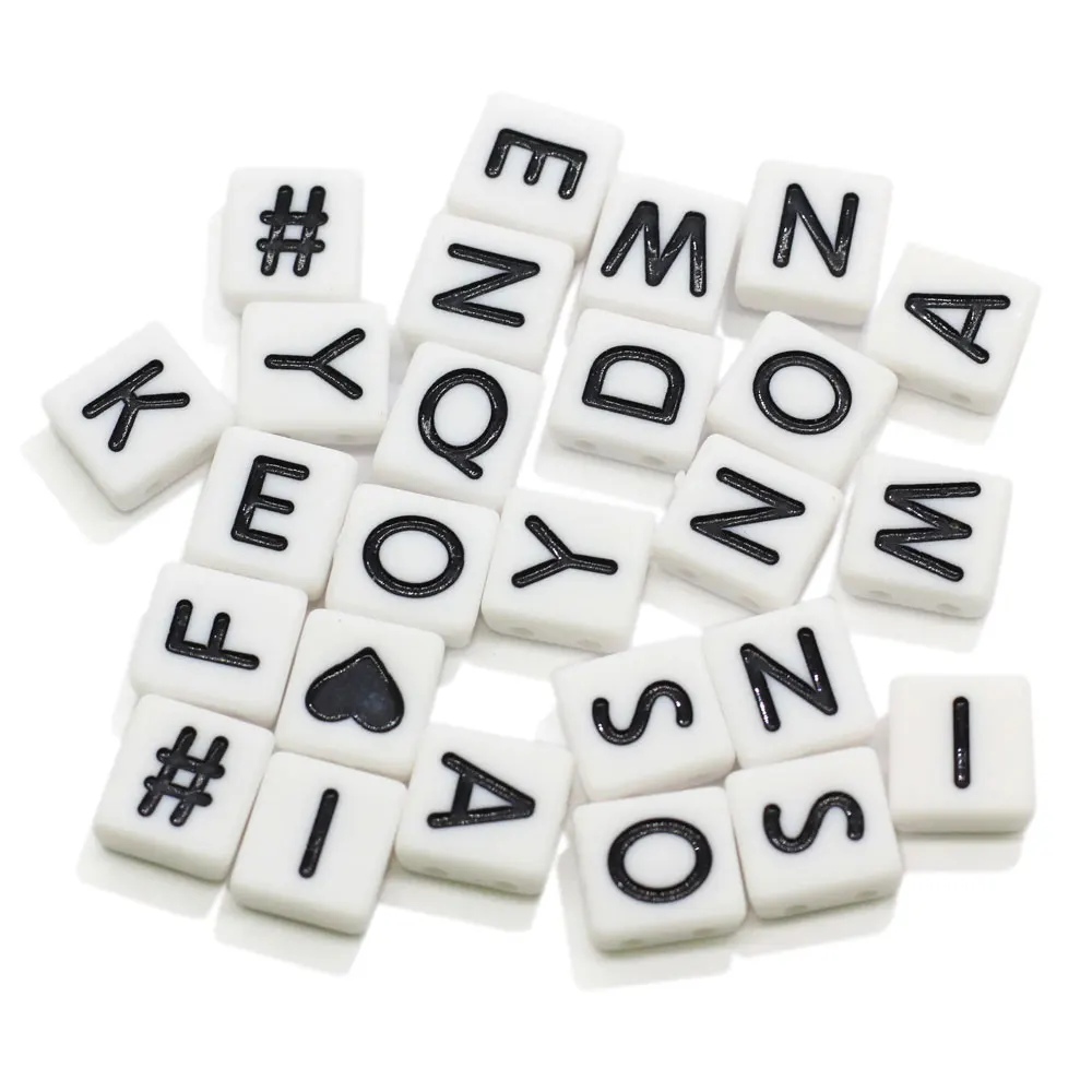 

New Popular Acrylic Plastic Flat Square Letter Beads Loose Spacer Alphabet Beads With Two Holes DIY Jewelry Making Findings