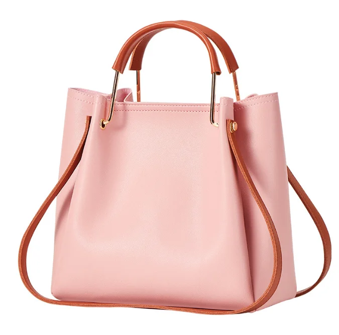 

Wholesale PU Leather Shoulder Bag Leather Tote Bag Pink Tote Bucket Bag Large Capacity Casual Work, 7 colors