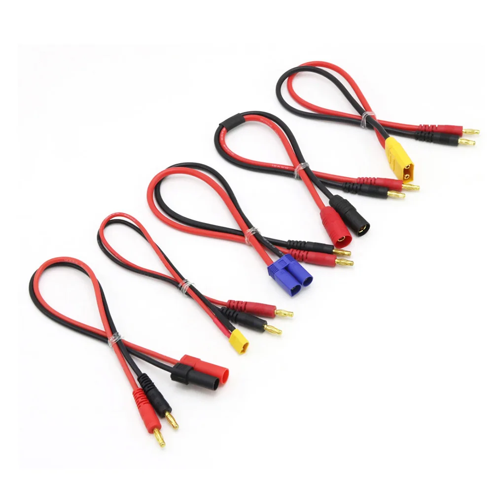 
Amass 4mm Banana Plug to Male XT90 XT60 EC5 TRX JST Tamiya Connector Charger Adapter Cable 14AWG 30cm For RC IMAX B6 Charger 