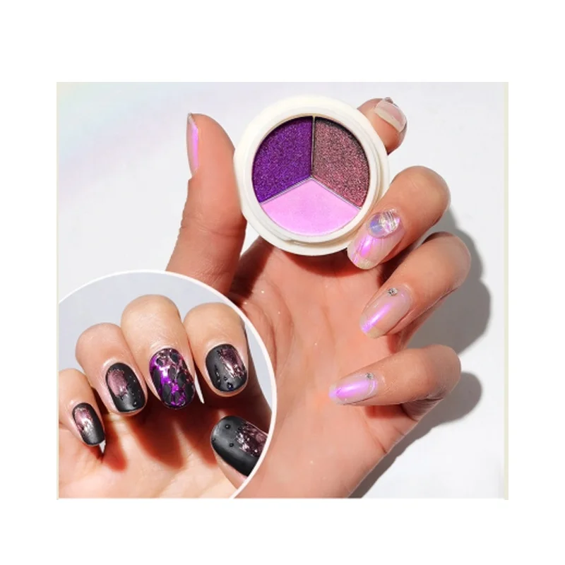 

Three colors solid chrome nail powder mirror effect pigment aurora dust solid chrome nails acrylic power, 12 colors