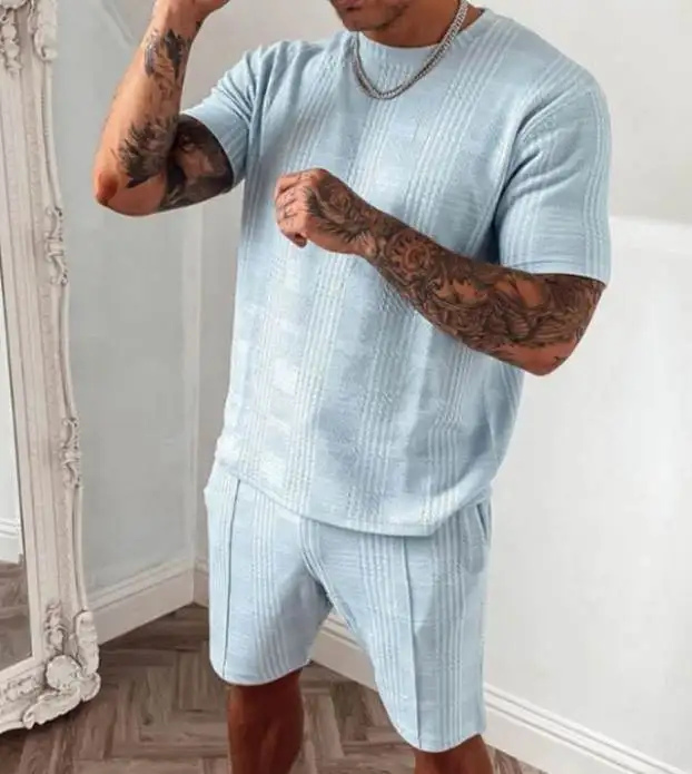 

Custom Logo Summer Sportswear Shirt And Shorts Set For Men Cotton Running Custom Men Short Set, Customized color