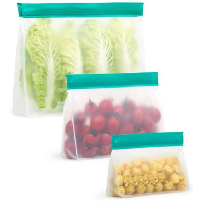 

Trendy PEVA Three-dimensional Refrigerator Storage Bag Snack Leakproof Reusable Storage Bag, Green