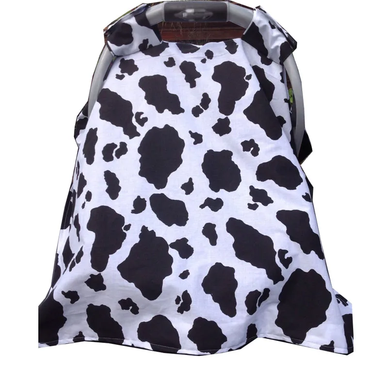 

Personalized Infant Car Seat Cover Blanket Cowhide Carseat Cover Canopy Black White Cow Print Infant Seat Canopy, Shown