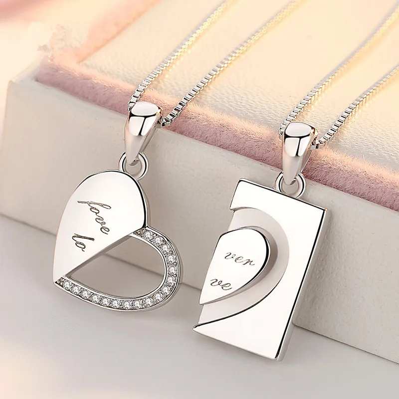 

Silver Necklace Tanabata Couple Love Couple Necklace Pair of Simple Creative Necklace Pendant stainless steel S925 Jewelry