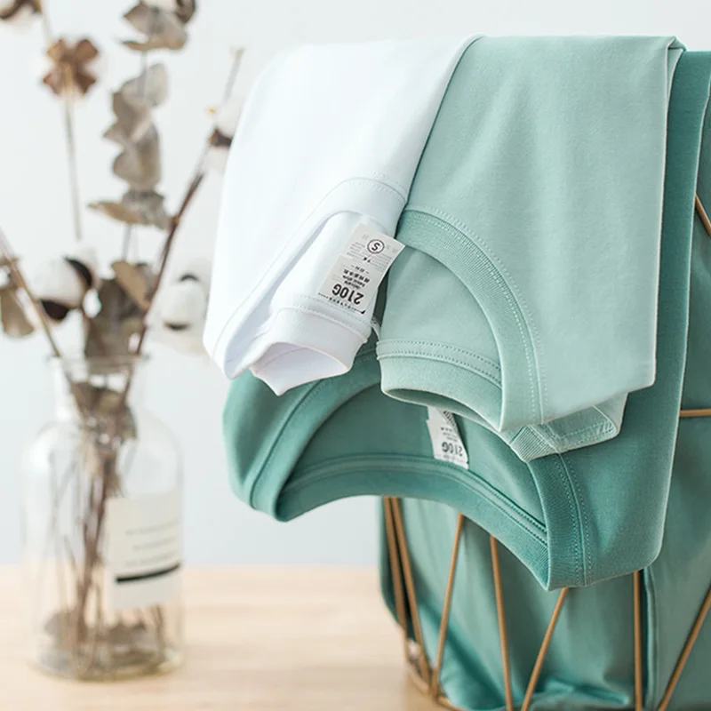 

YLS Fashion 210 Gram Ice Cotton Mens T Shirt Short Sleeve Anti-Wrinkle O Neck Blank Cotton Tagless T Shirts