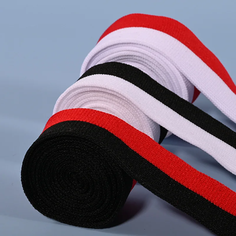 

Manufacturers wholesale black and white, red and white, red and black horizontal pull play three knitting belt