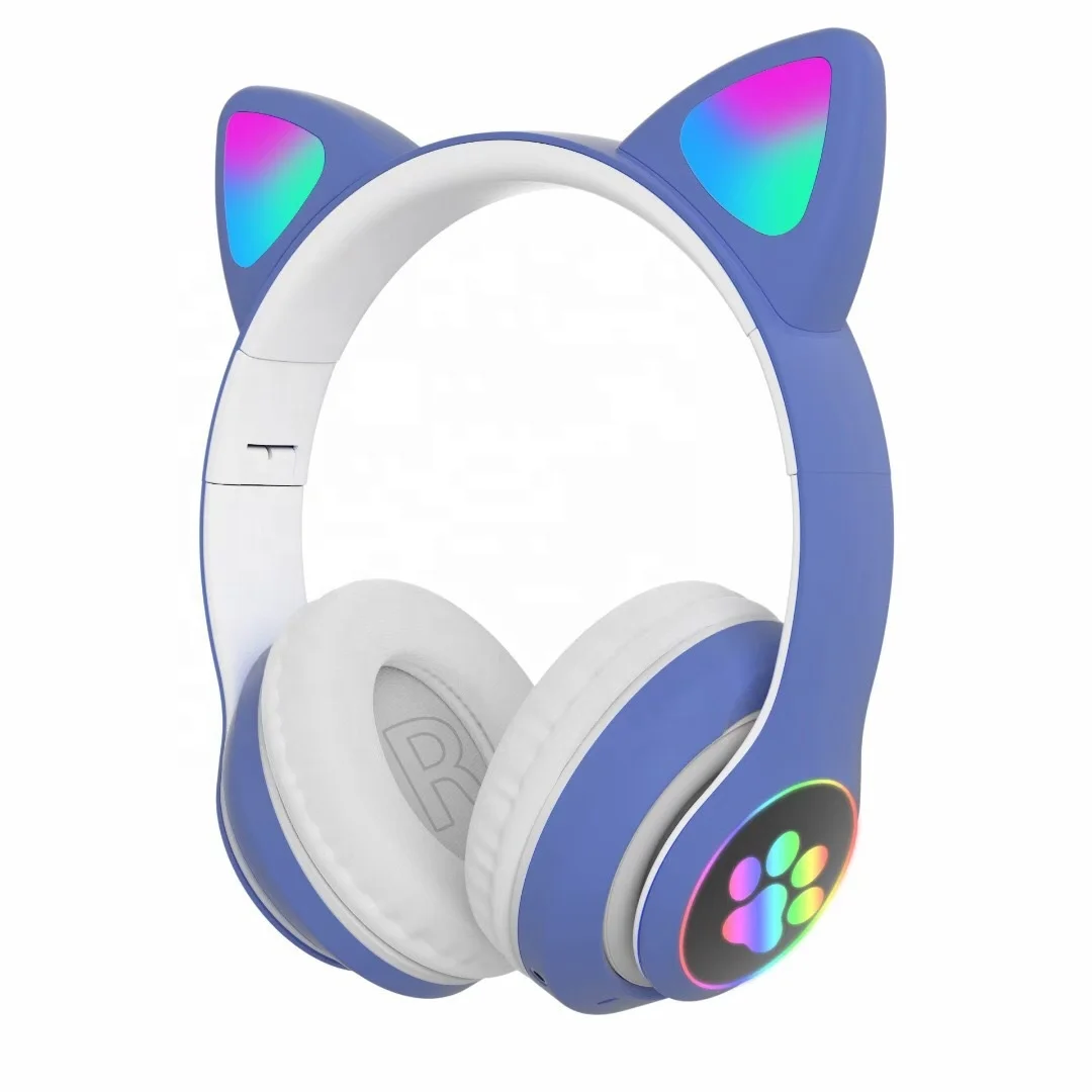 

cat ear headphone wireless noise reduction earphone led dazzling light headset, Pink,purple,blue,green,black