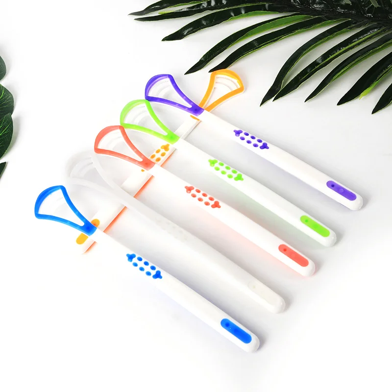 

Specially Designed Silicone Oral Care Tongue Brush Soft Scraper Cleaning Tongue Scraper, Red, purple, green, blue,etc.