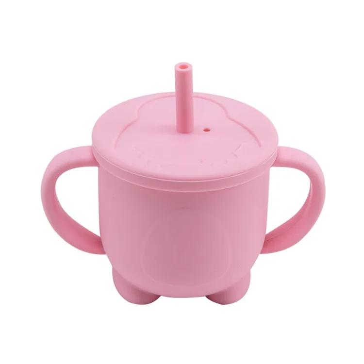 

Hot Sale Silicone Drinking Cup Baby Drink Cups With Straw Lid, Customized